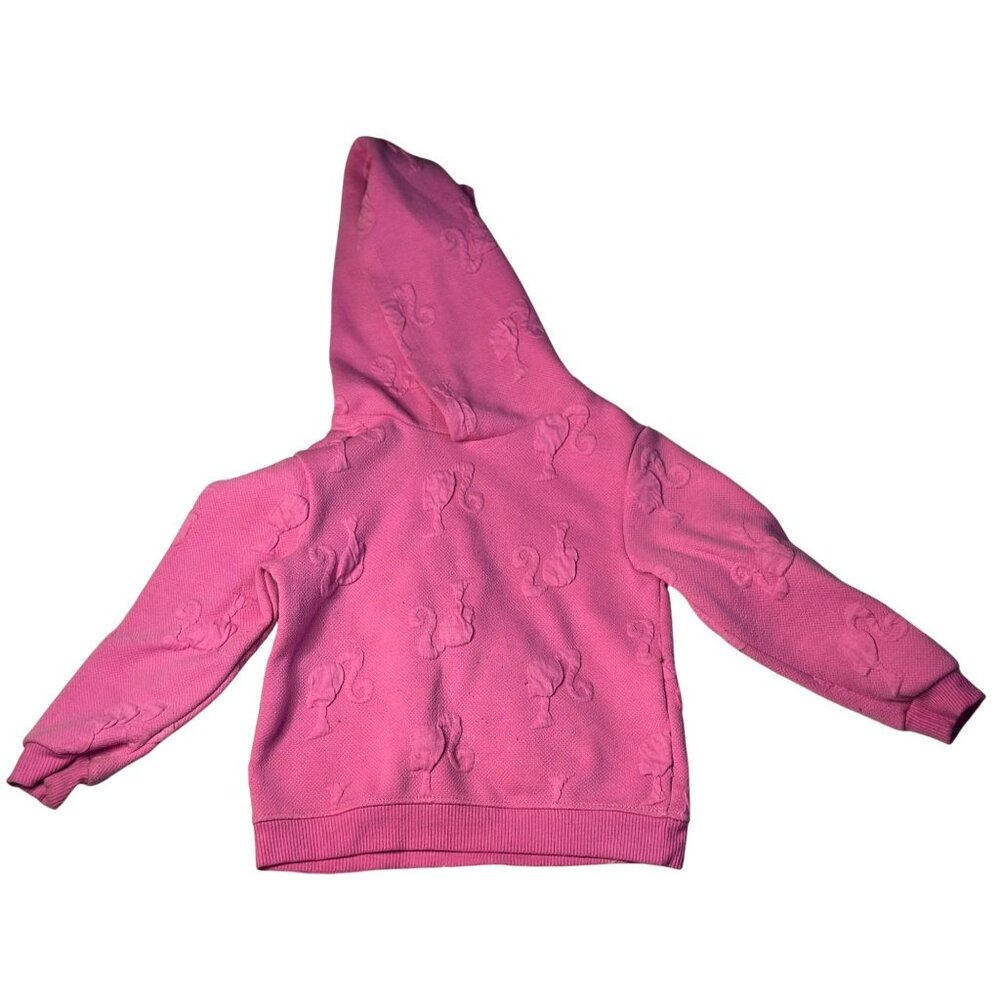 Barbie Girls Pink Embossed‎ Full-Zip Hoodie | All-Over Logo Design, 3T, 11"x13"